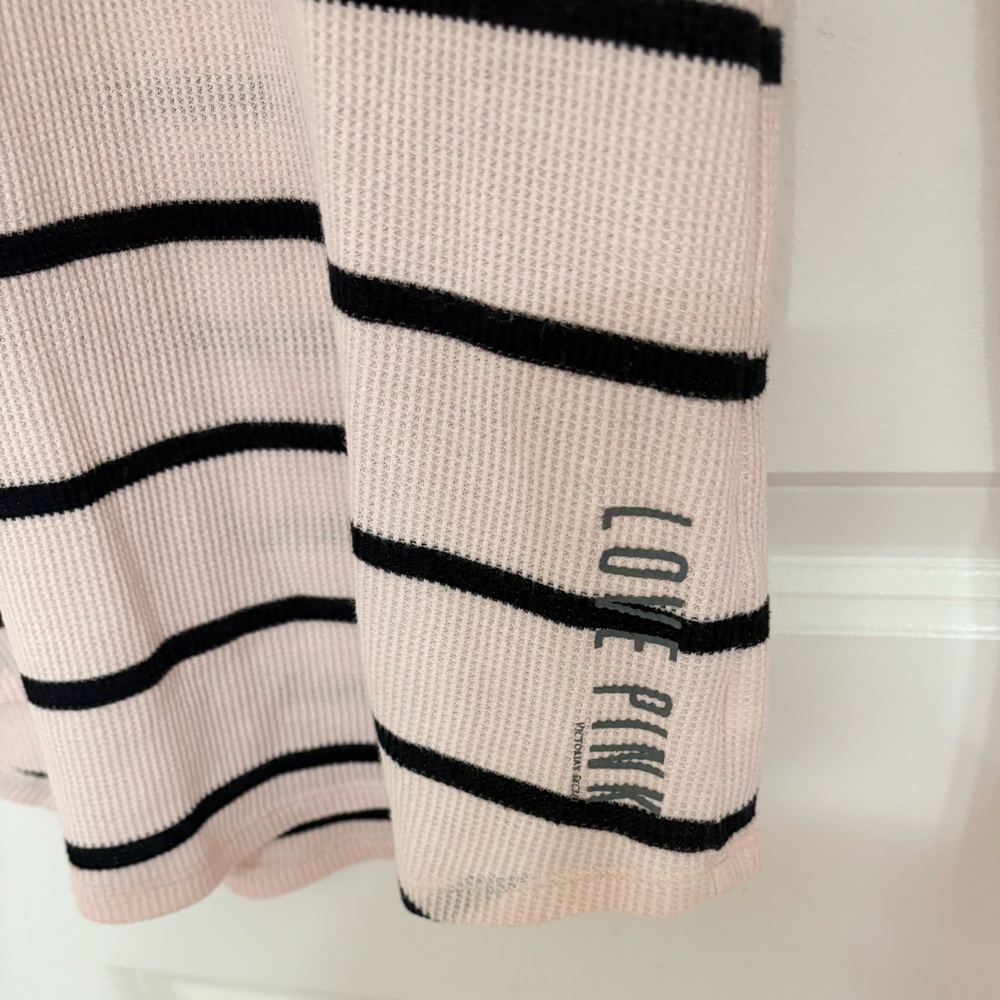 PINK Victoria’s Secret Black Striped Pink Thermal - Picture 3 of 6